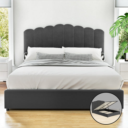 Fion Queen Bed Frame - Velvet Grey