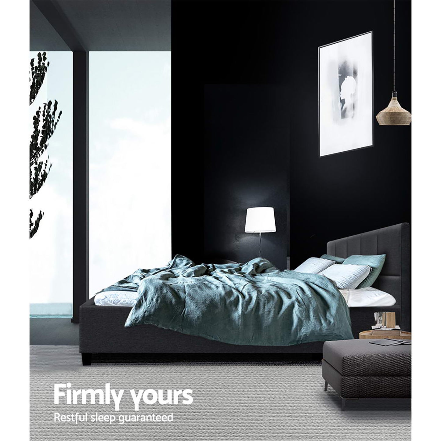 Tino Queen Bed Frame - Charcoal