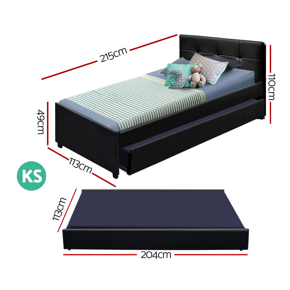 Fripp King Single Trundle Daybed Bed Frame - Black