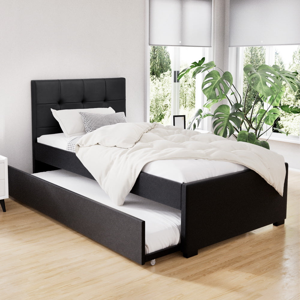 Fripp King Single Trundle Daybed Bed Frame - Black