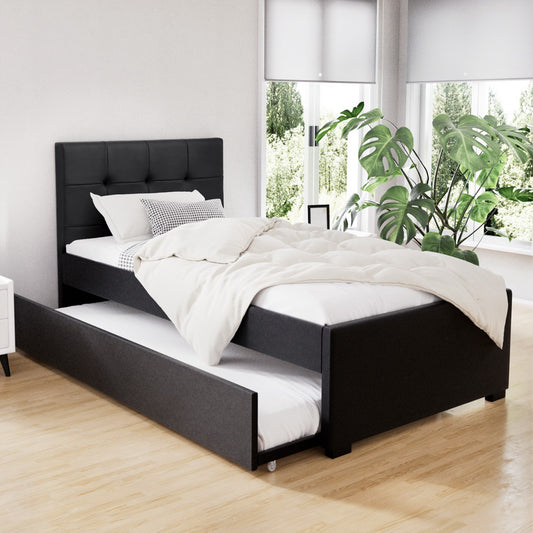 Fripp King Single Trundle Daybed Bed Frame - Black