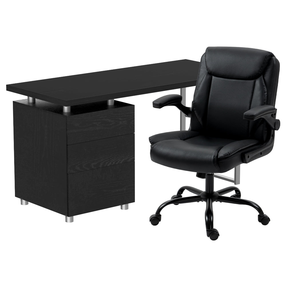 Computer Desk & Executive Office Chair Set - Black