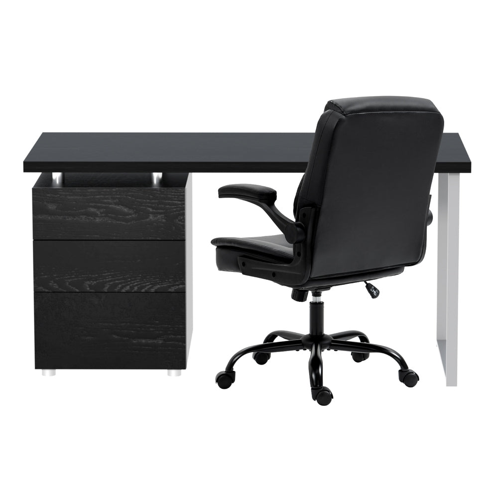 Computer Desk & Executive Office Chair Set - Black