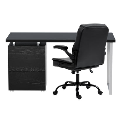 Computer Desk & Executive Office Chair Set - Black