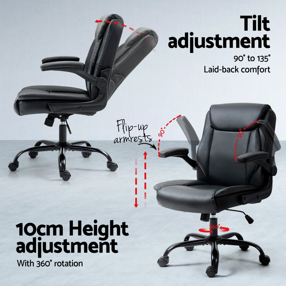 Computer Desk & Executive Office Chair Set - Black