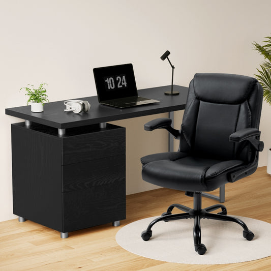 Computer Desk & Executive Office Chair Set - Black