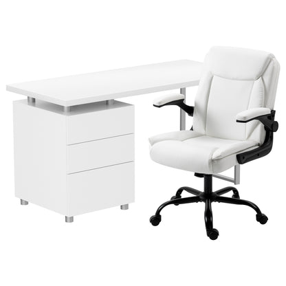Computer Desk & Executive Office Chair Set - White