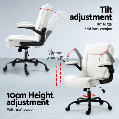 Computer Desk & Executive Office Chair Set - White