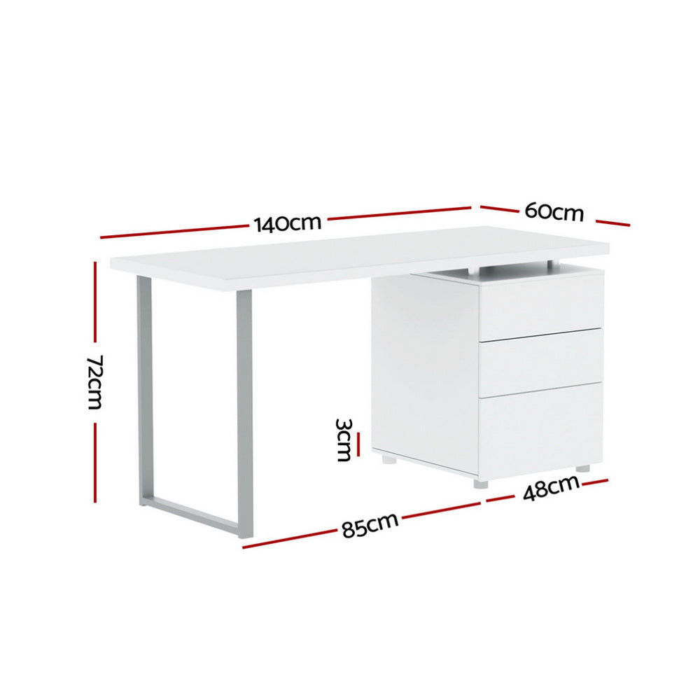 Computer Desk Drawer 140CM - White