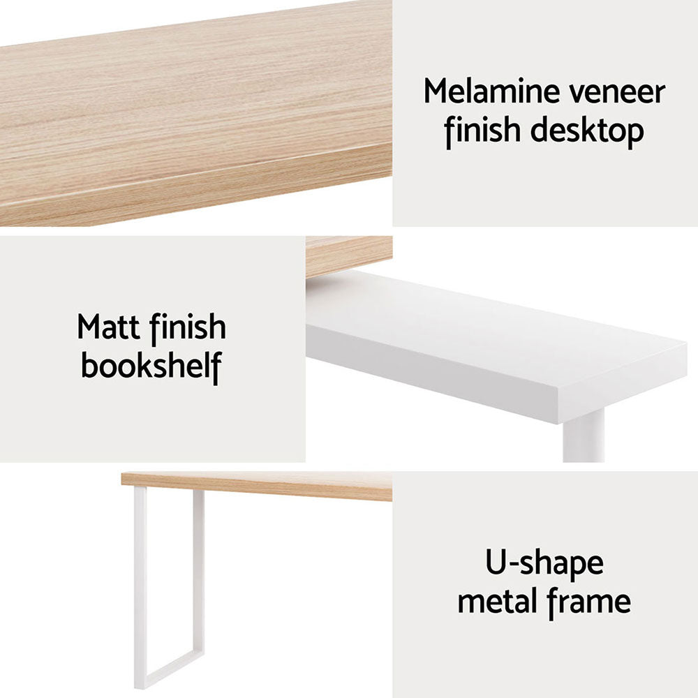 Computer Desk Bookshelf 140CM - Oak