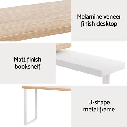 Computer Desk Bookshelf 140CM - Oak