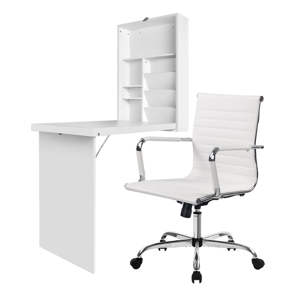 Computer Desk Office Chair Set - White