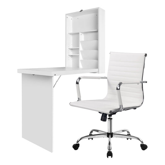 Computer Desk Office Chair Set - White