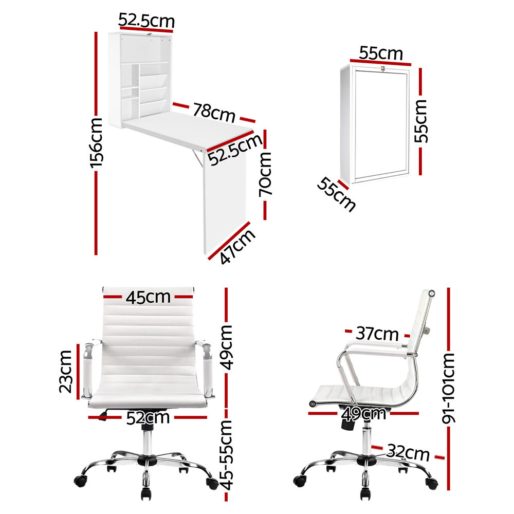 Computer Desk Office Chair Set - White