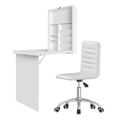 Computer Desk Office Chair Set - White
