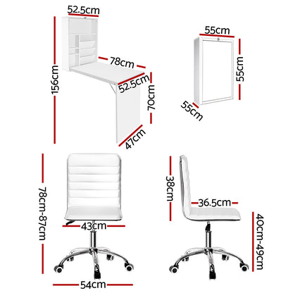 Computer Desk Office Chair Set - White