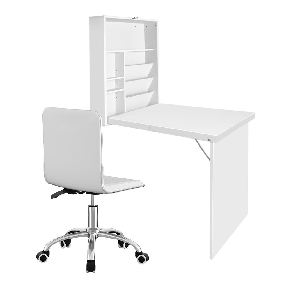Computer Desk Office Chair Set - White