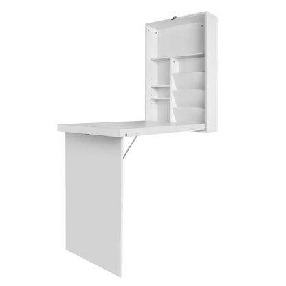 Computer Desk Bookshelf Wall Mount - White