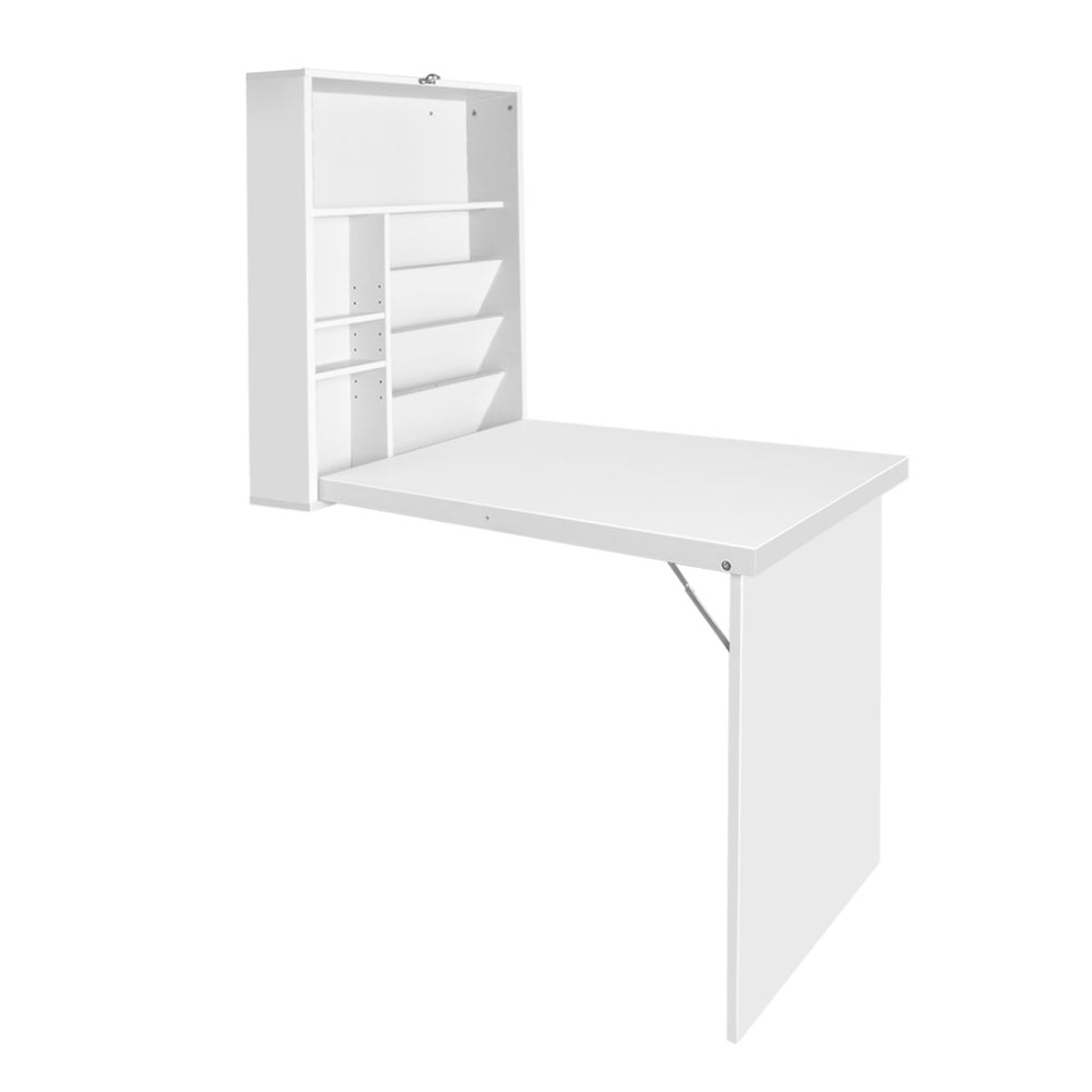 Computer Desk Bookshelf Wall Mount - White