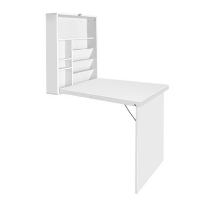 Computer Desk Bookshelf Wall Mount - White