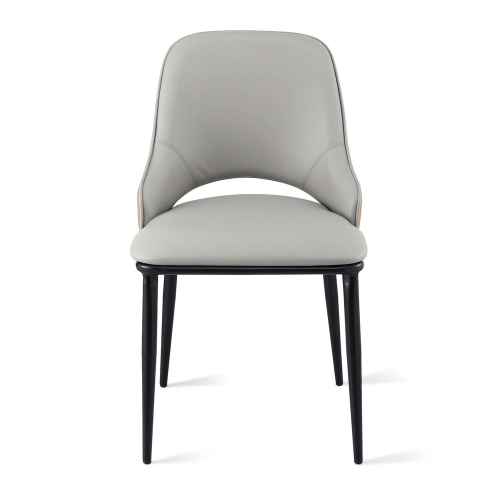 Hollow Dining Chair - Leather Grey