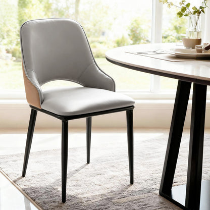 Hollow Dining Chair - Leather Grey