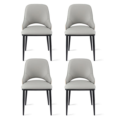 Set of 4 Hollow Dining Chairs - Leather Grey
