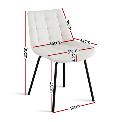 Set of 2 Velvet Tufted Dining Chairs - Beige