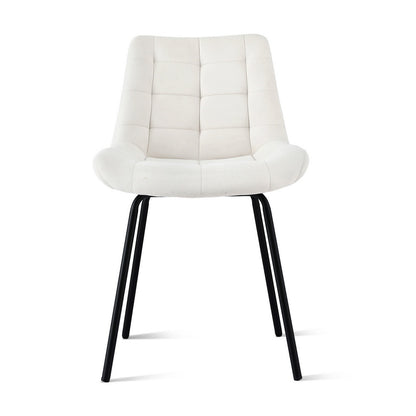 Set of 2 Velvet Tufted Dining Chairs - Beige