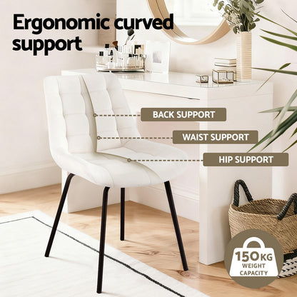 Set of 2 Velvet Tufted Dining Chairs - Beige