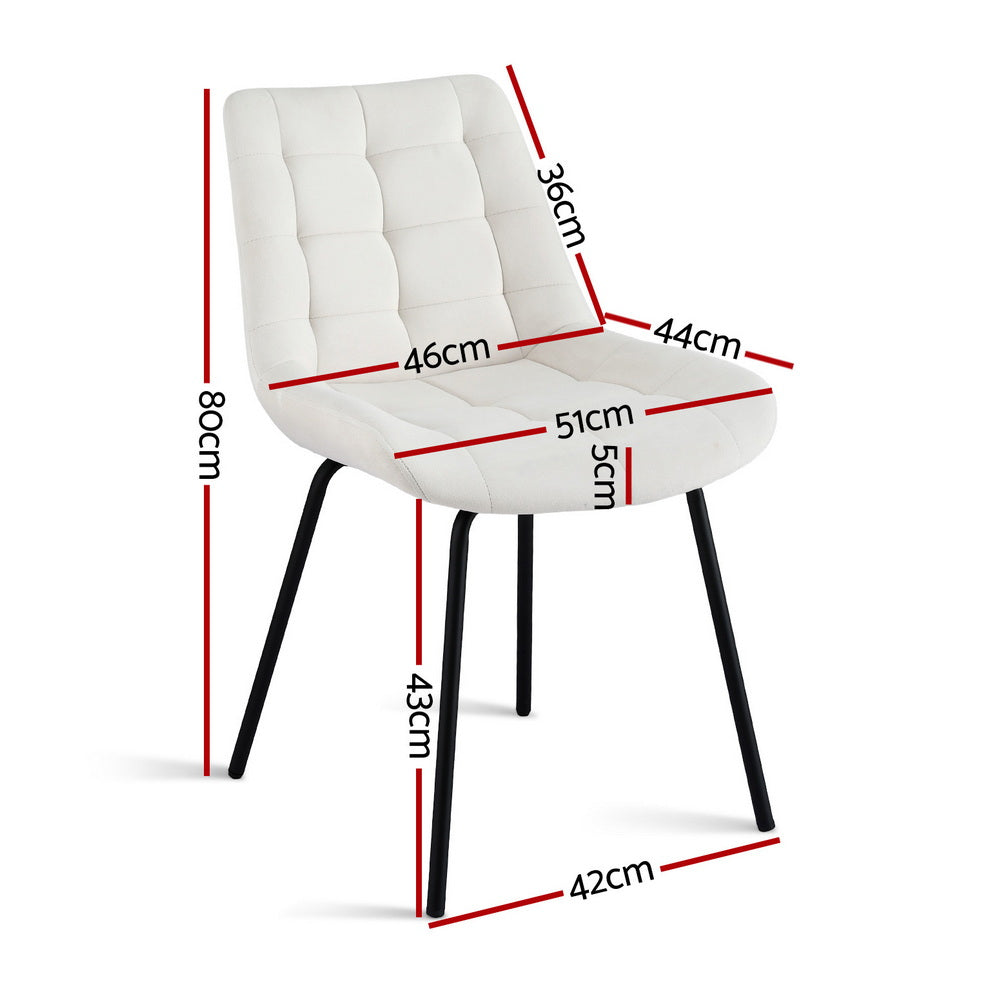 Set of 4 Velvet Tufted Dining Chairs - Beige