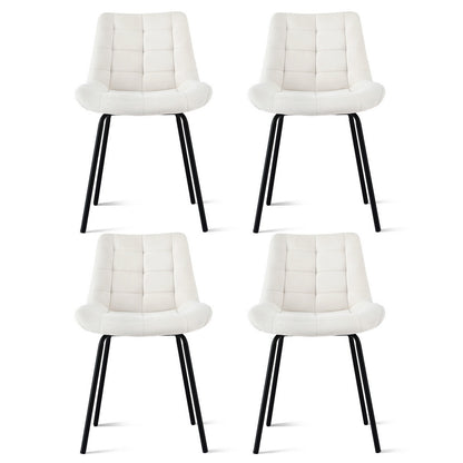 Set of 4 Velvet Tufted Dining Chairs - Beige