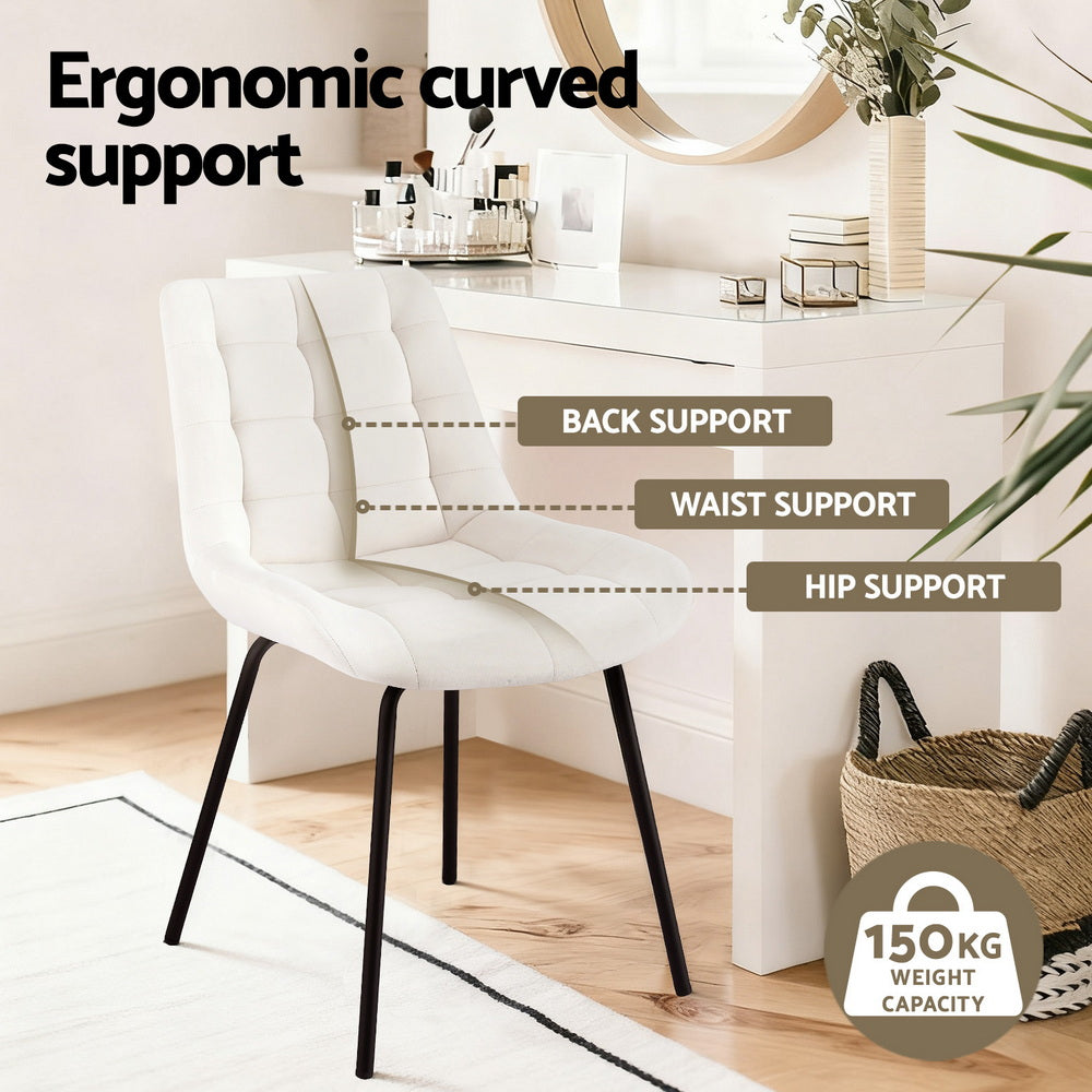 Set of 4 Velvet Tufted Dining Chairs - Beige