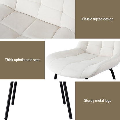 Set of 4 Velvet Tufted Dining Chairs - Beige