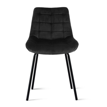 Set of 2 Velvet Tufted Dining Chairs - Black