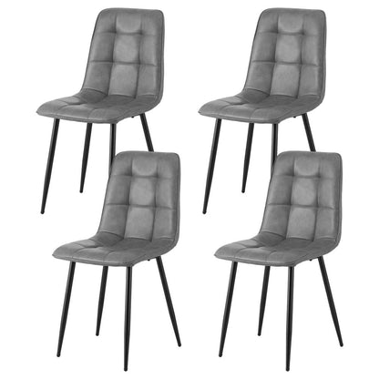 Set of 4 Retro Dining Chairs - Leather Grey