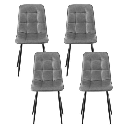 Set of 4 Retro Dining Chairs - Leather Grey