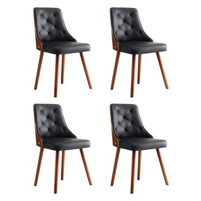 Set of 4 Diamond-Tufted Dining Chairs - Black