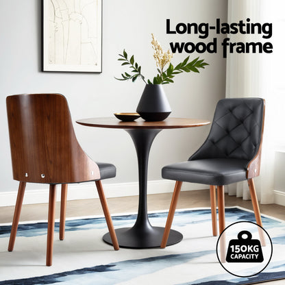 Set of 4 Diamond-Tufted Dining Chairs - Black