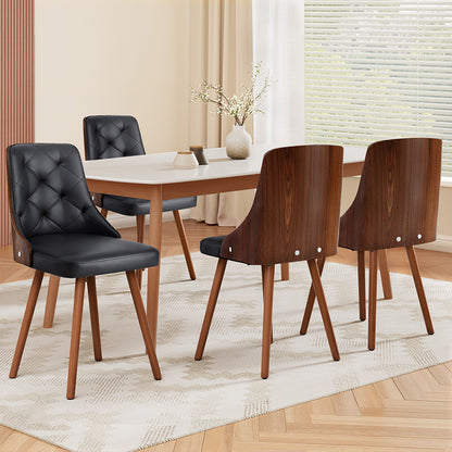 Set of 4 Diamond-Tufted Dining Chairs - Black