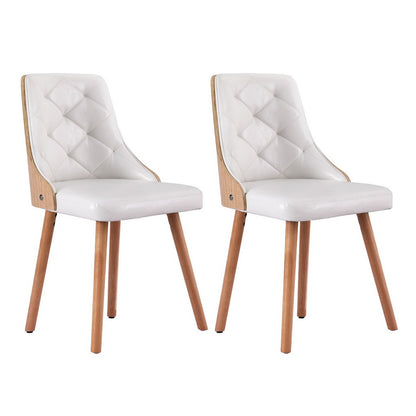 Set of 2 Diamond-Tufted Dining Chairs - White