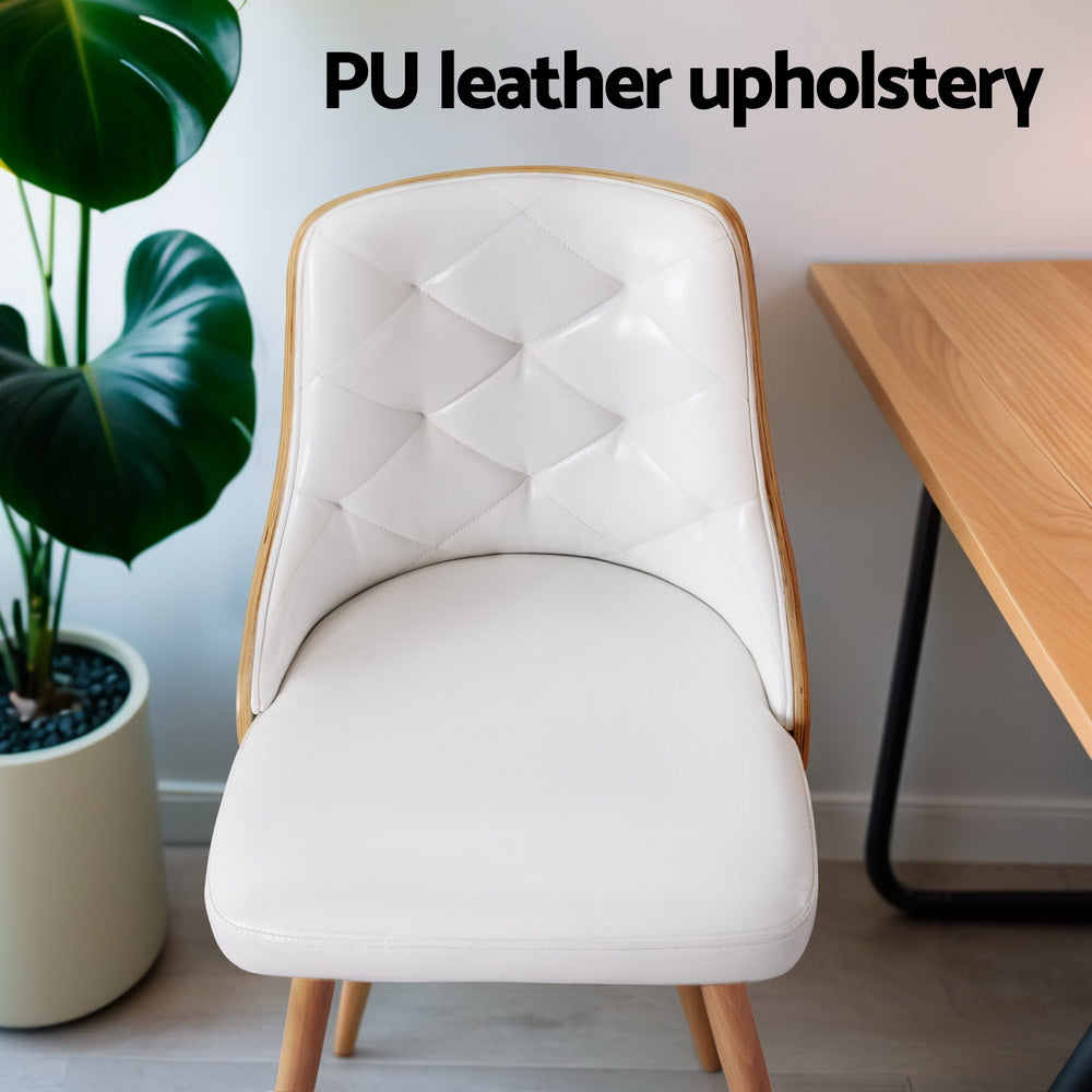 Set of 2 Diamond-Tufted Dining Chairs - White