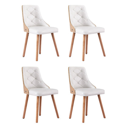 Set of 4 Diamond-Tufted Dining Chairs - White