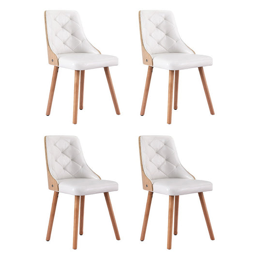 Set of 4 Diamond-Tufted Dining Chairs - White