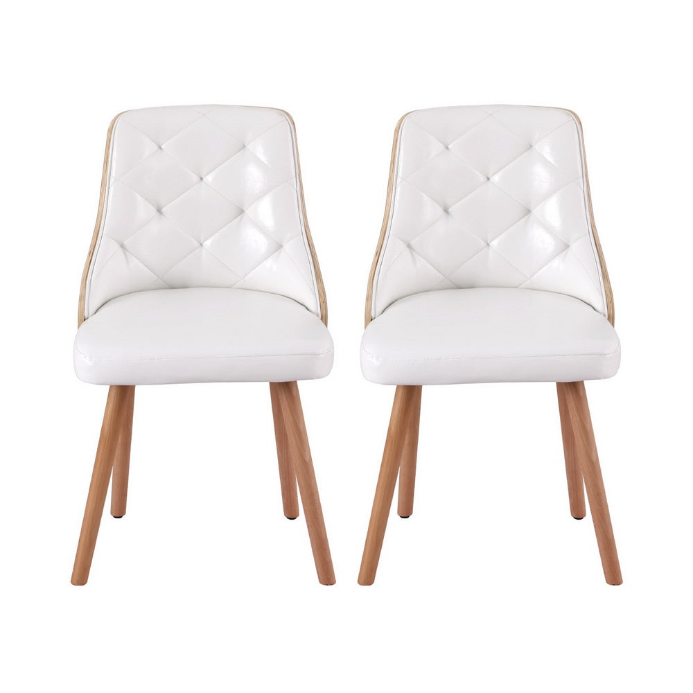 Set of 4 Diamond-Tufted Dining Chairs - White