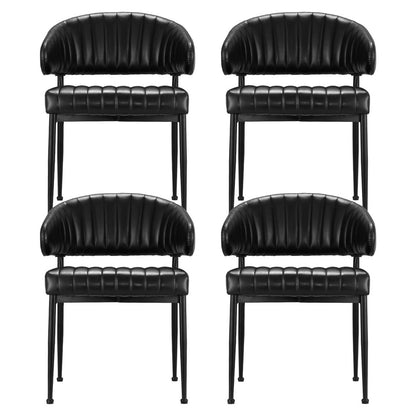 Set of 4 Yolanda Dining Chairs Leather Hollow Armchair - Black