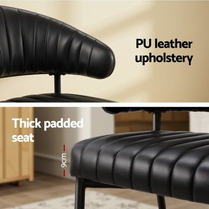 Set of 4 Yolanda Dining Chairs Leather Hollow Armchair - Black