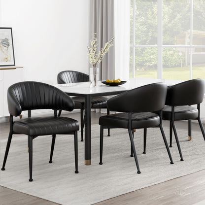 Set of 4 Yolanda Dining Chairs Leather Hollow Armchair - Black