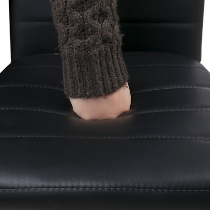 Set of 4 Channel Tufted Dining Chairs - Leather Black