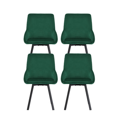 Set of 4 Sam Dining Chairs Velvet Swivel Base - Green